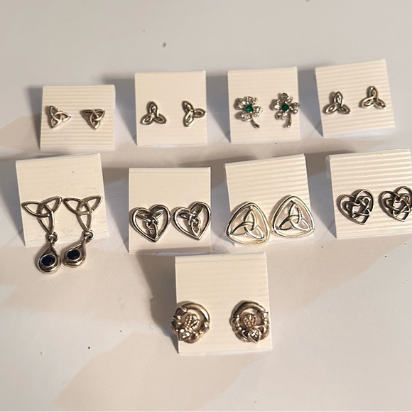 Elegant Sterling Silver Celtic Earring Lot - Picture 1 of 9